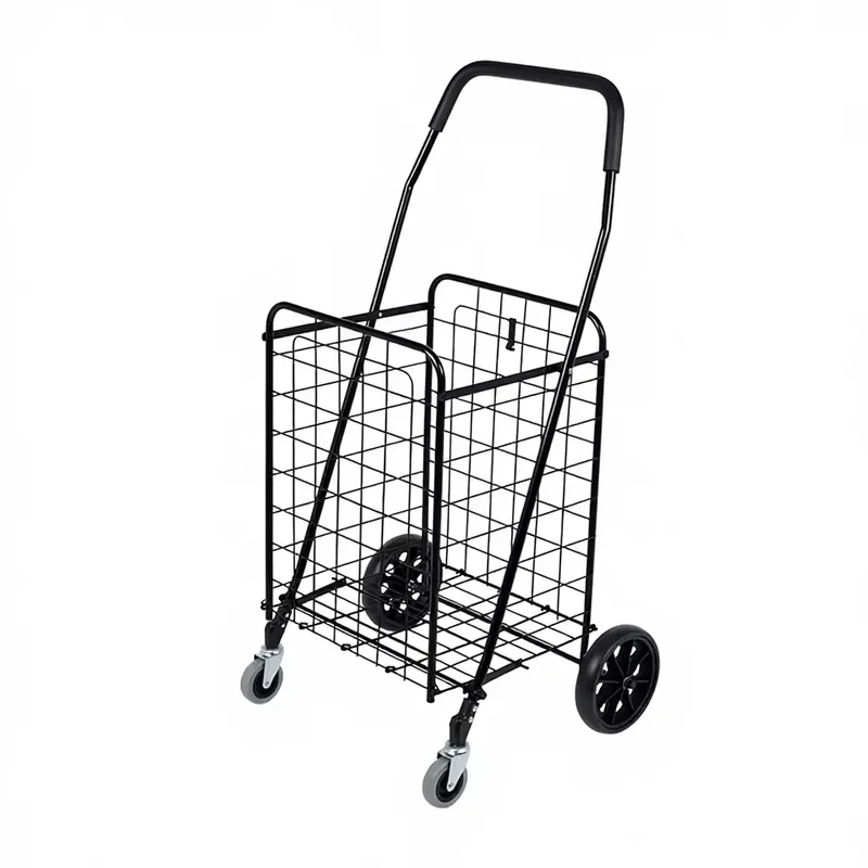 OEM large capacity foldable portable shopping cart rotating universal wheel household iron shopping cart light cart