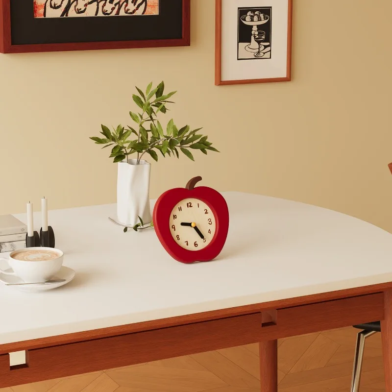Simple Living Room Table Clocks Apple-shaped Bedroom Desktop Clocks Luxury Miniature Aesthetic Desk Clock Creative Home Decor