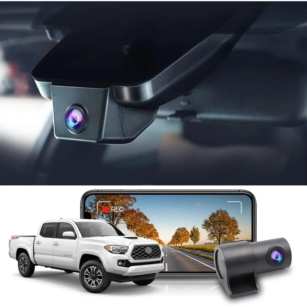 Front 4K and Rear 1080P Dash Cam Adapts for Toyota Tacoma 2018 2019 2020 2021 2022 2023 Limited TRD Sport Off-Road Pro SR5 SR