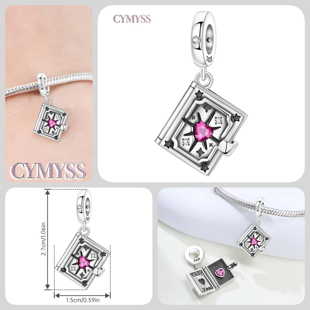 925 Sterling Silber Stern Niedlicher Mond Schlafmützen-Anhänger Charms Passend für Halskette Armband DIY Schmuck Perfektes Party-Geschenk-Accessoire – Detail 14