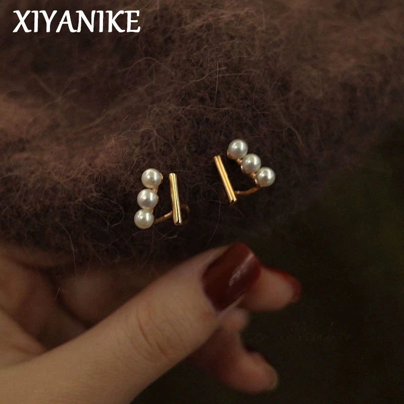 

XIYANIKE French Vintage Pearl Ear Stud Piercing Earrings For Women Girl Elegant New Fashion Jewelry Gift Party Wedding сережки
