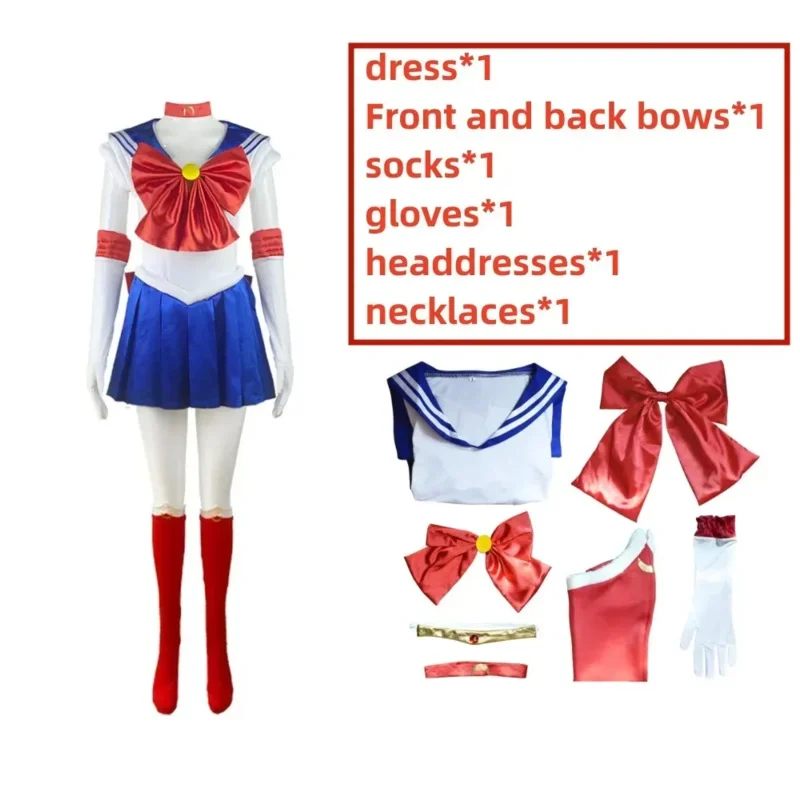 CyCostume Anime Sailor Moon Cosplay, uniforme Tsukino Usagi, abiti per parrucche, set da festa di carnevale per donne e ragazze
