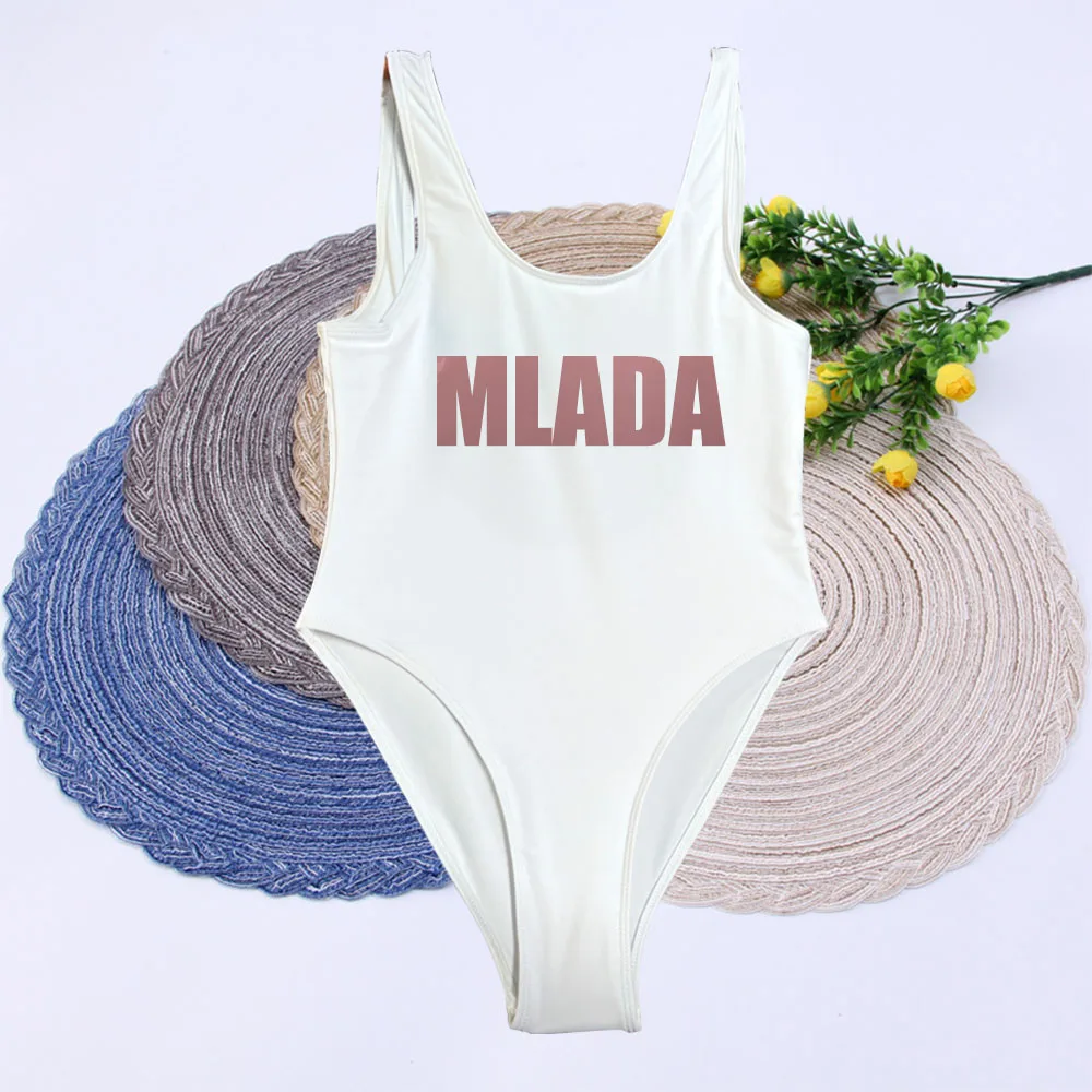 

MLADA KUMA White Bride Swimsuits Women One Piece Wedding Bathing Suits Team Bridesmaid EVJF Bachelorette Hen Party Swimwear