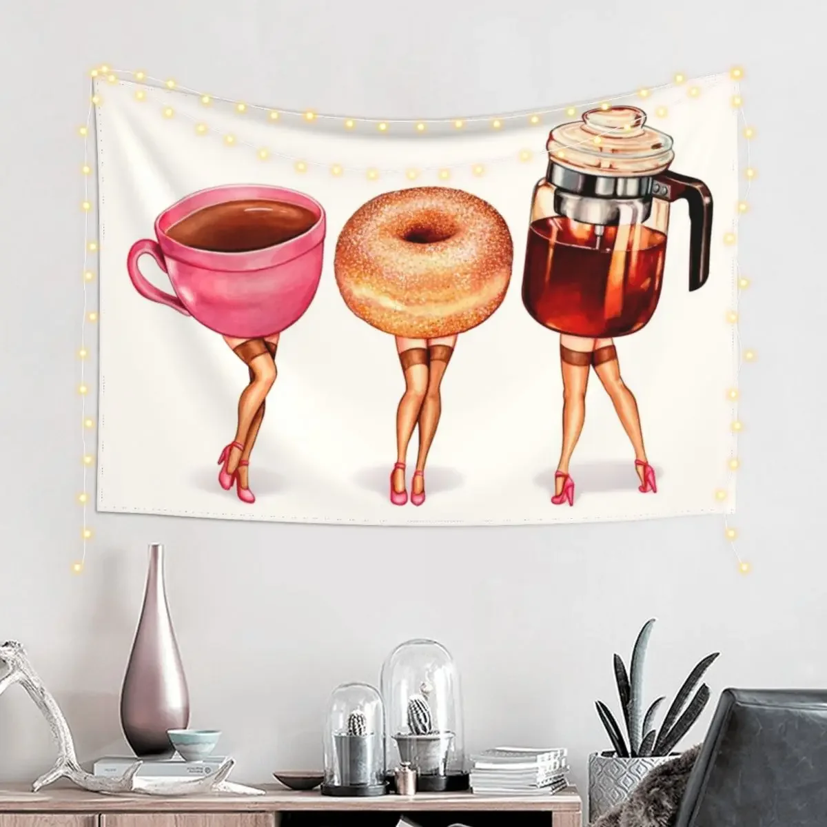 Coffee Pin-Ups Tapestry Bedroom Decor Aesthetic Bedroom Decoration Tapestry