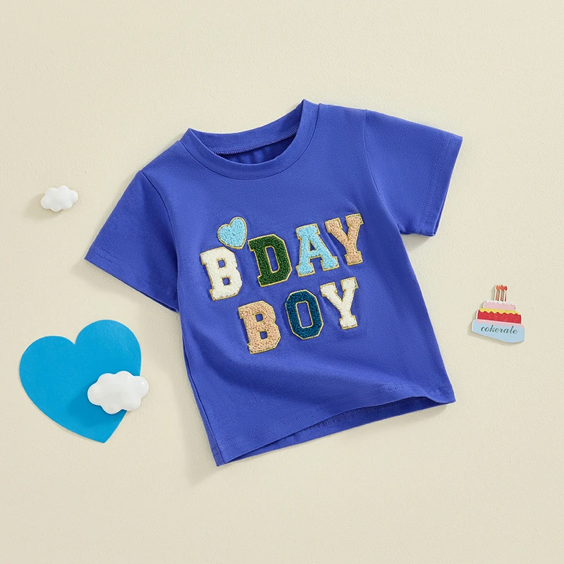 Birthday Boy Shirt for Toddler Boys 1st 2nd 3rd 4th 5th Birthday Outfit Embroidered T-shirt Casual Short Sleeve Tops