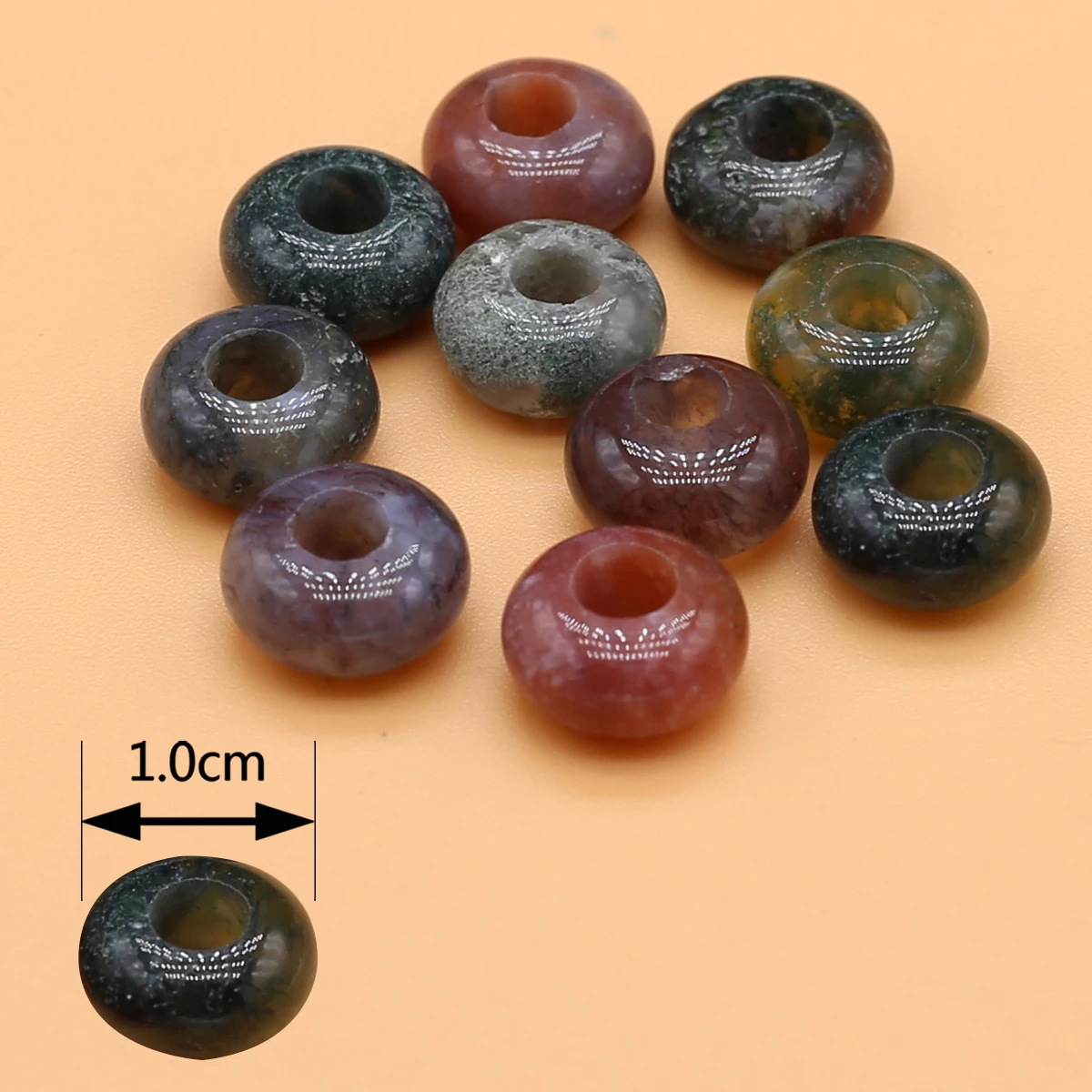 10 PCS Natural Stone Abacus Shaped Large Hole Beads Jewelry Making Beaded Necklaces Bracelets Earrings DIY Accessory Gifts