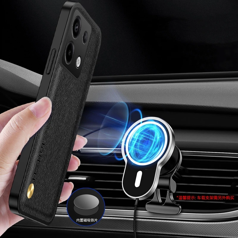 Case For Redmi Note 13 Pro 4G POCO M6 X6 Pro 5G Luxury Leather Stripe Magnetic Back Cover For Redme Note 13Pro Plus Bumper Funda
