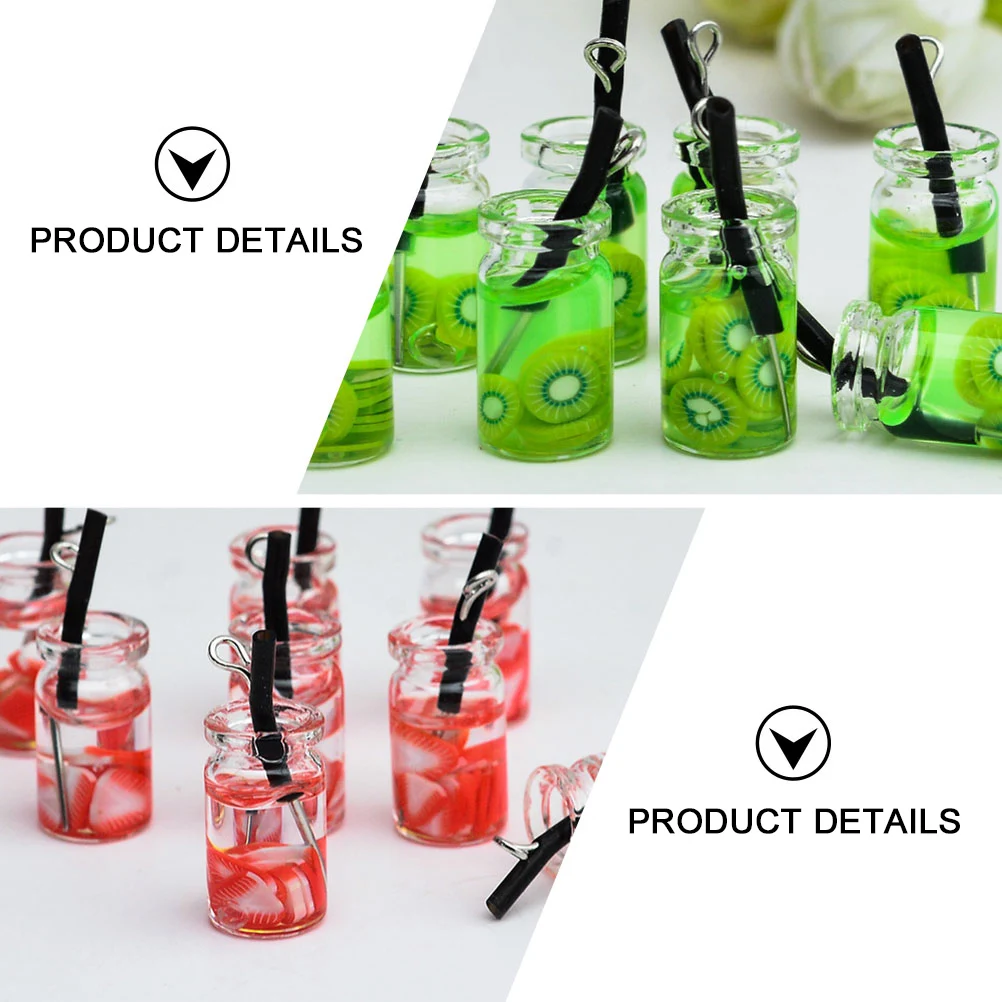 

20 Pcs Resin Fruit Drink Cup Pendant Earrings Necklace DIY Jewelry Supplies Home Accessories Mini Bottle Charm H made Gifts