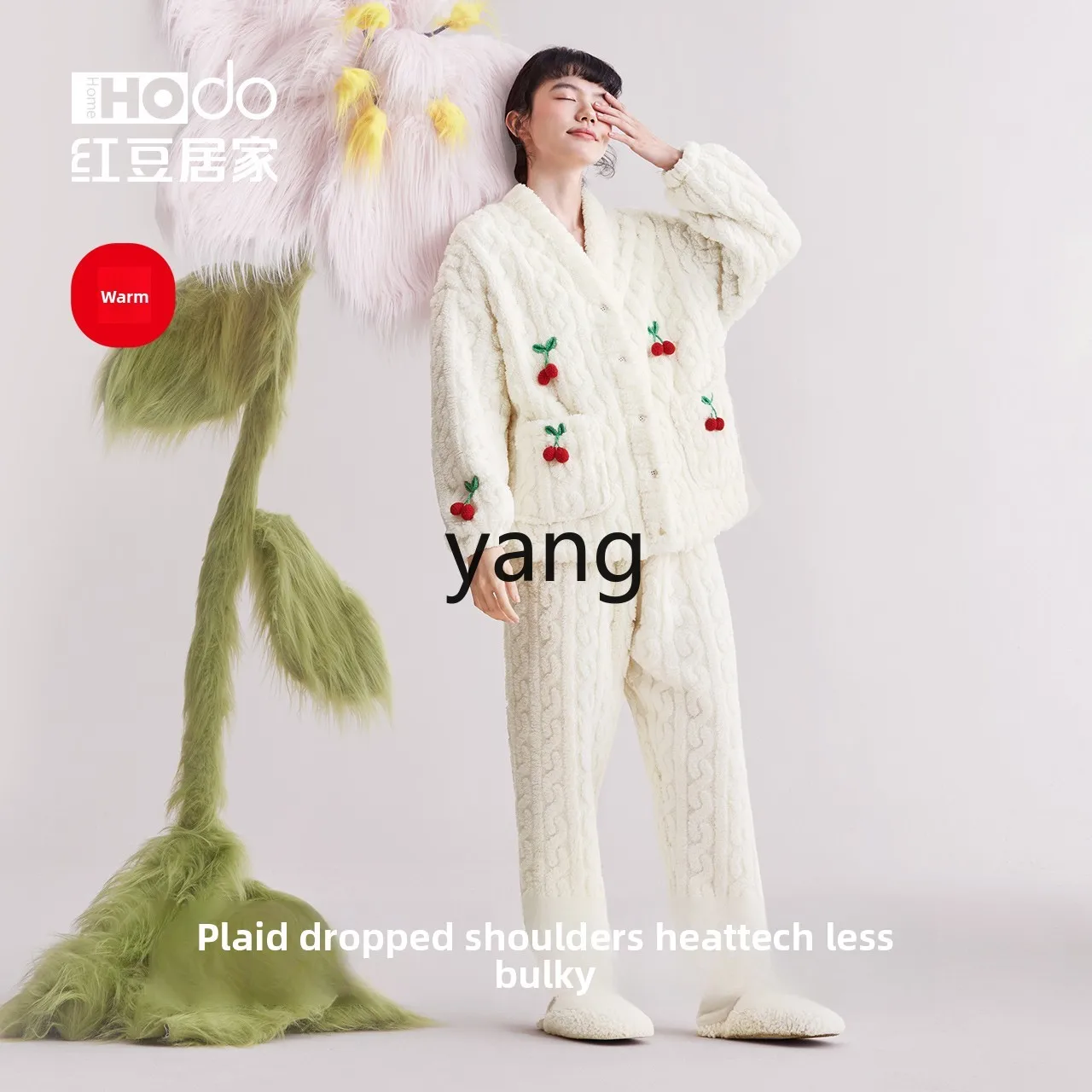LMM pajamas women can wear coral fleece cute winter warm suit