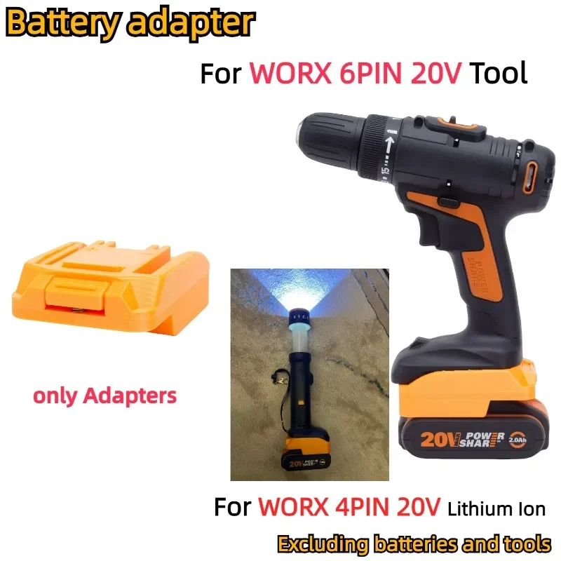 

Battery Adapter/Converter for WORX 4PIN 20V Lithium Battery To WORX 6PIN 20V Series Cordless Power Tools(Only Adapter)