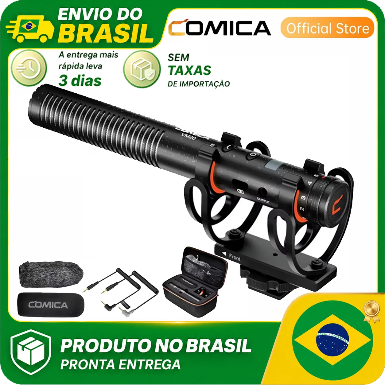 COMICA VM20 Microfone Shotgun Direcional Supercardioide com Tela OLED e Suporte Antichoque Rycote, Ideal para Vídeos, Vlogs, Câm