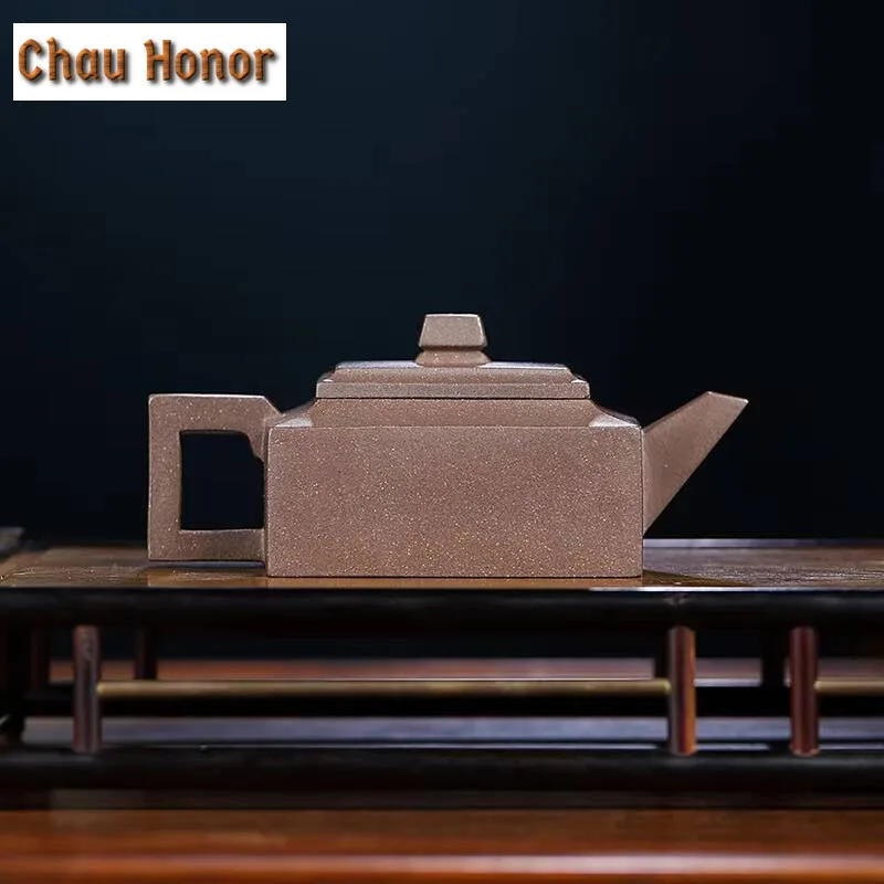 

170ML Yixing Raw Ore Graphite Mud Teapot Handmade Purple Clay Square Tea Pot Tea Making Beauty Kettle Classic Zisha Tea Set Gift