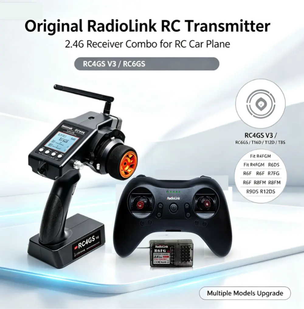 RadioLink RC4GS V3 RC Car Transmitter 2.4G T16D T12D T8S RC6GS R4FGM R6DS R7FG Receiver For Airplane Fixed Wing Plane
