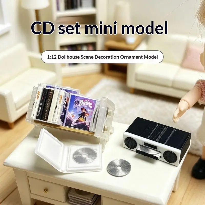 【M】1Set Miniature 1/12 Dollhouse Retro Recorder Video Tape Shelf Model Living Scene Ornament Doll Toy Accessories