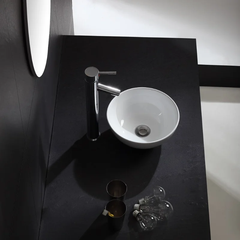 Ceramic Bathroom Bar Vanity Vessel Sink Faucet Combo White Above Counter Flower Style Bowl Countertop Sink Basin for Bathroom