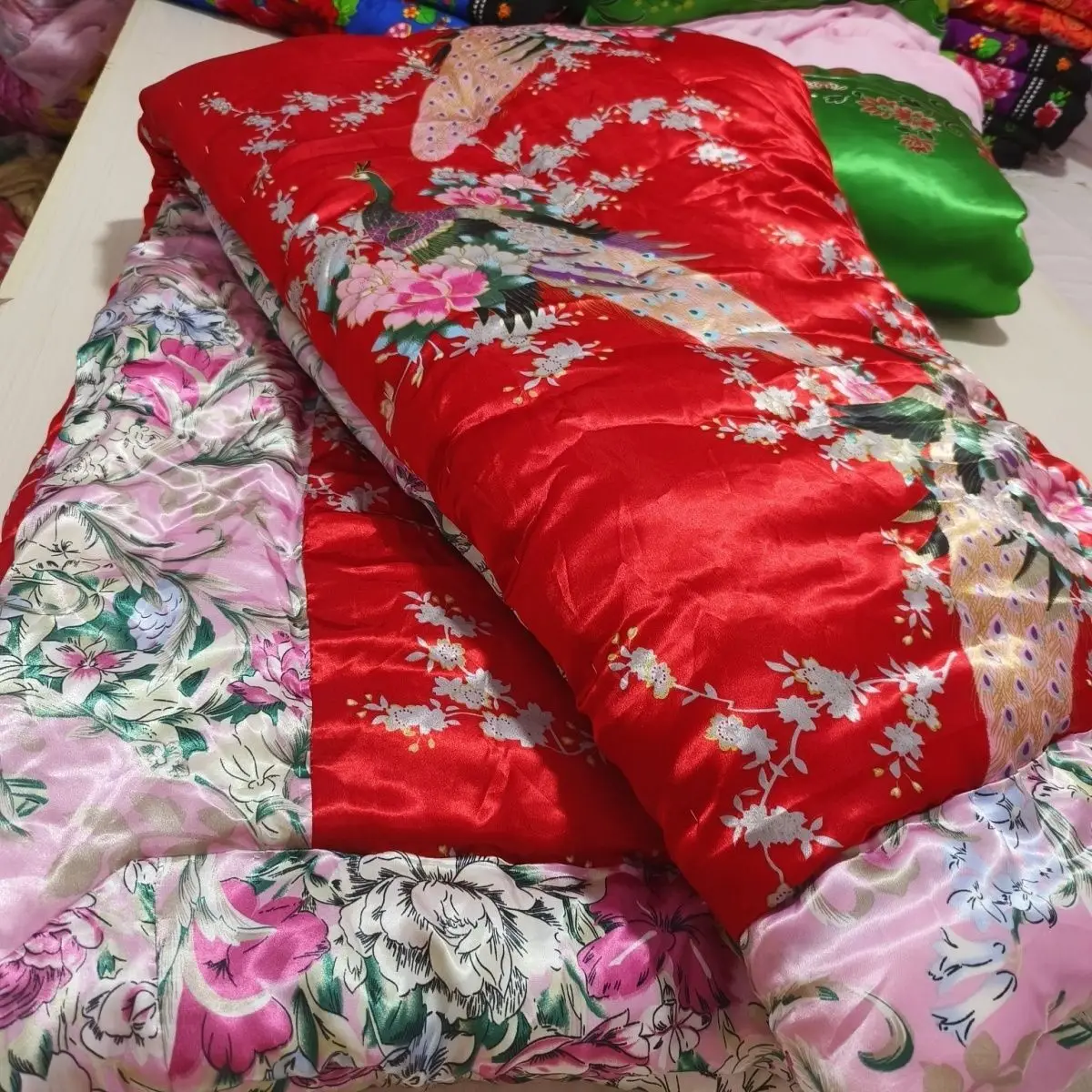 غطاء حريري من الساتان اللامع بدون حشوة من القطن مع سحاب من جانب واحد ومفرش سرير مطبوع عليه زهور رائعة على الجليد #5