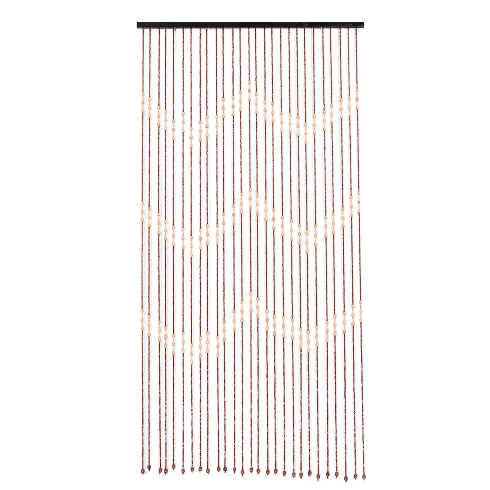 Makramee-Vorhang, Türperlen-Vorhang, 90 x 175 cm, 27 Stränge, Wellenmuster, Holzperlen-Türvorhang, Bambus-Holz, dekorativer Raumteiler – Detail 5