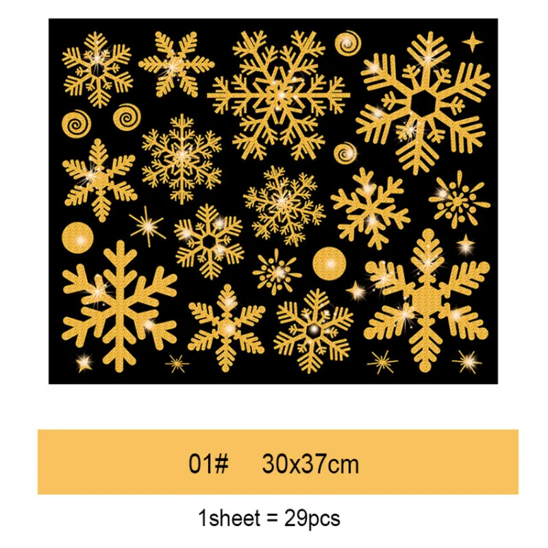 Christmas Wall Stickers Window Stickers Glitter Effect Snowflake Window Sticker Glass Electrostatic New Year Wallpaper