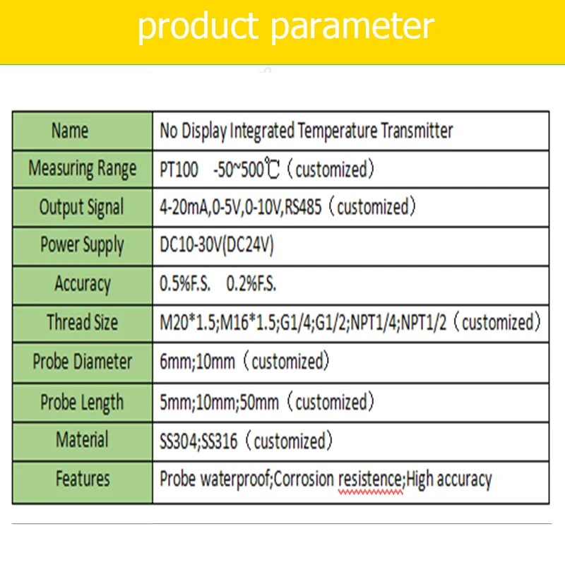 -50-300C RTD PT100 0-10V Thermal Resistance Temperature Transmitter 4-20mA output Temperature Sensor Transducer