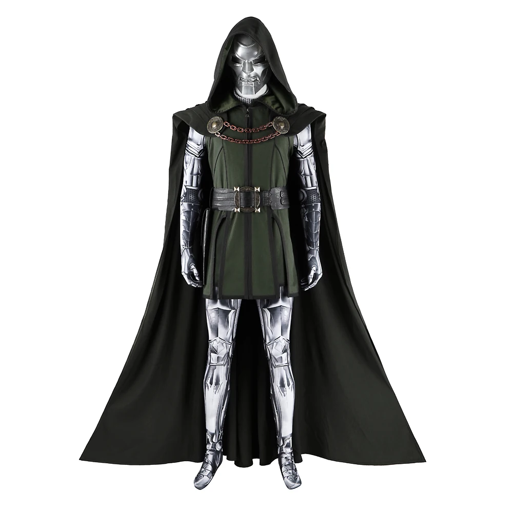 

Disguise Doctor Doom Cosplay Costume Cloak Jumpsuit Mask Full Set Victor Von Doom Halloween Adult Men