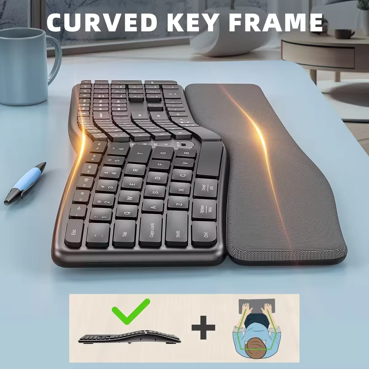 Imagem -05 - Teclado Ergonômico Recarregável sem Fio Confortável tipo Natural Descanso de Palma Vários Dispositivos Bluetooth 2.4g Apto para Laptop