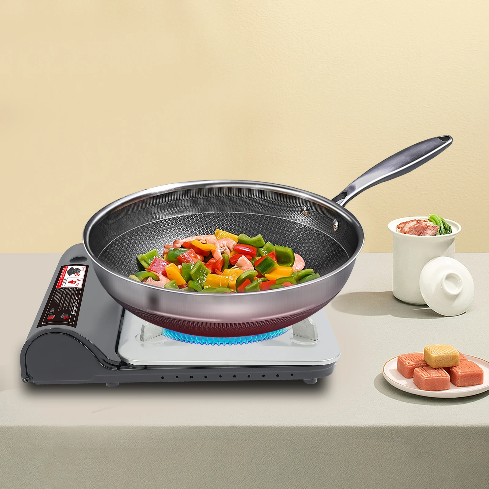 3500 واط منضدية البيوتان موقد للتخييم موقد للتخييم مع حافظة محمولة 60 منافذ حريق موقد تخييم محمول ل 3-5 أشخاص