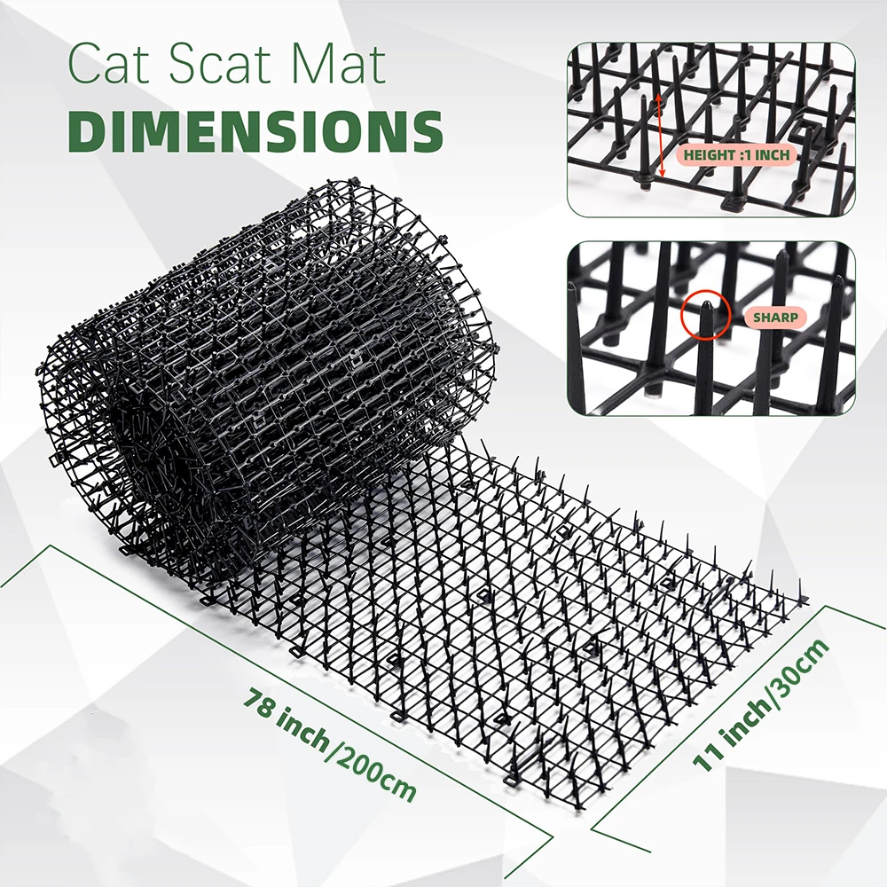Anti Cat Dog Network Repellent Training Plastic Spike Mat Cat Deterrent Mat for Keeping Away Cats Dogs Protecting Plants Outdoor