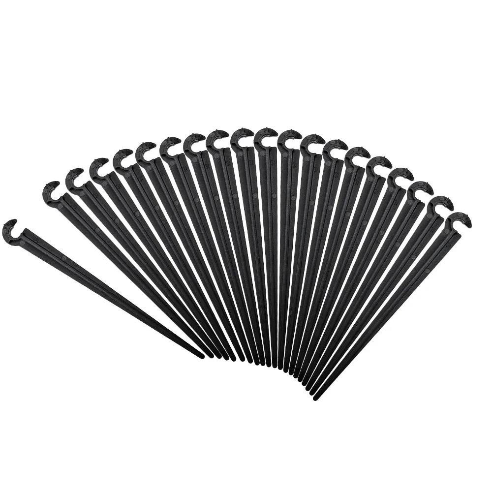 50 Uds estacas de soporte de goteo de riego soporte de vástagos fijos en forma de C para tubería de riego por goteo de 4/7mm que inserta el suelo