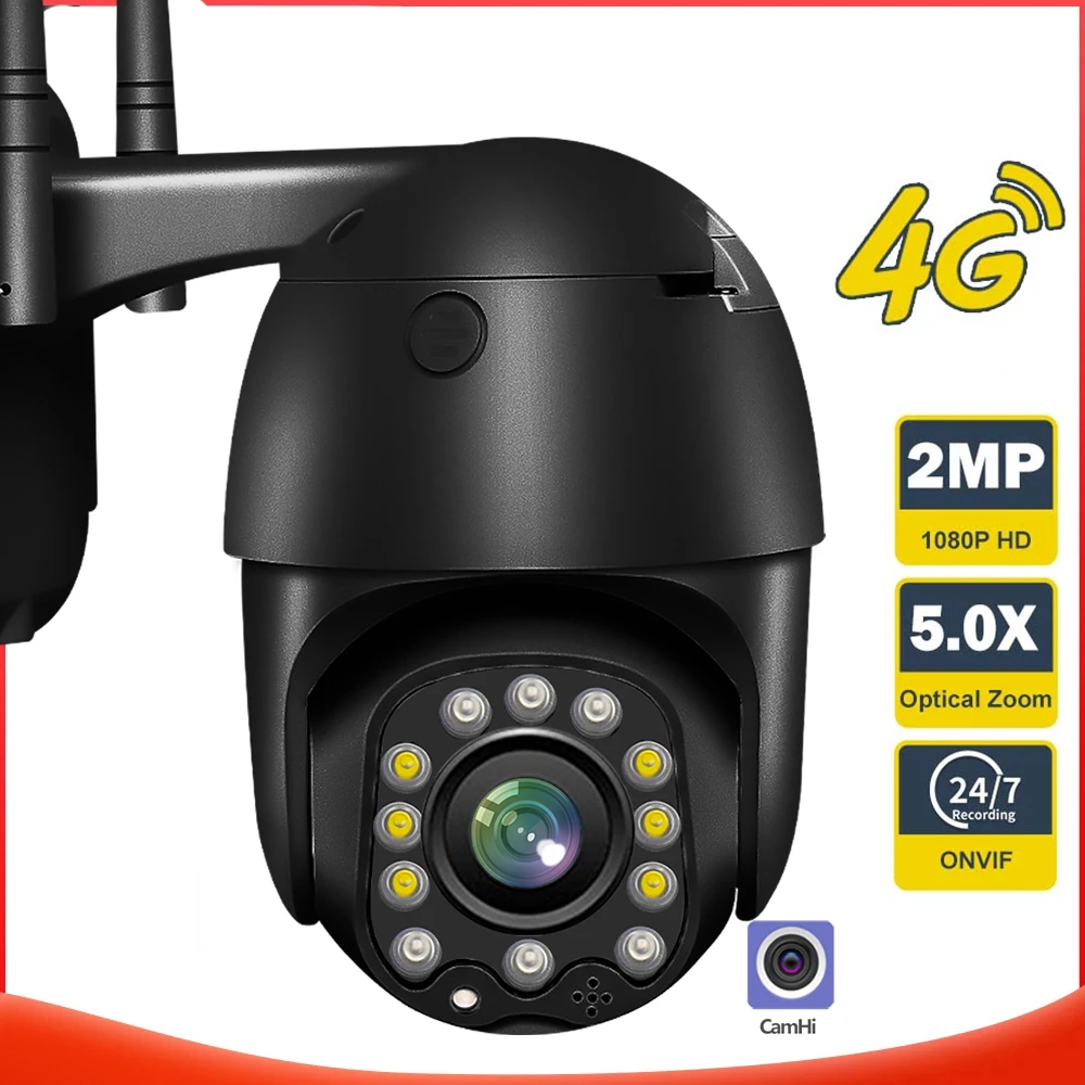 Camhi Wifi Ip Camera Outdoor 2.7-13.5mm Len 5x Optical Zoom 4g Security Cameras Ptz Auto Tracking 1080p Waterproof Surveillance