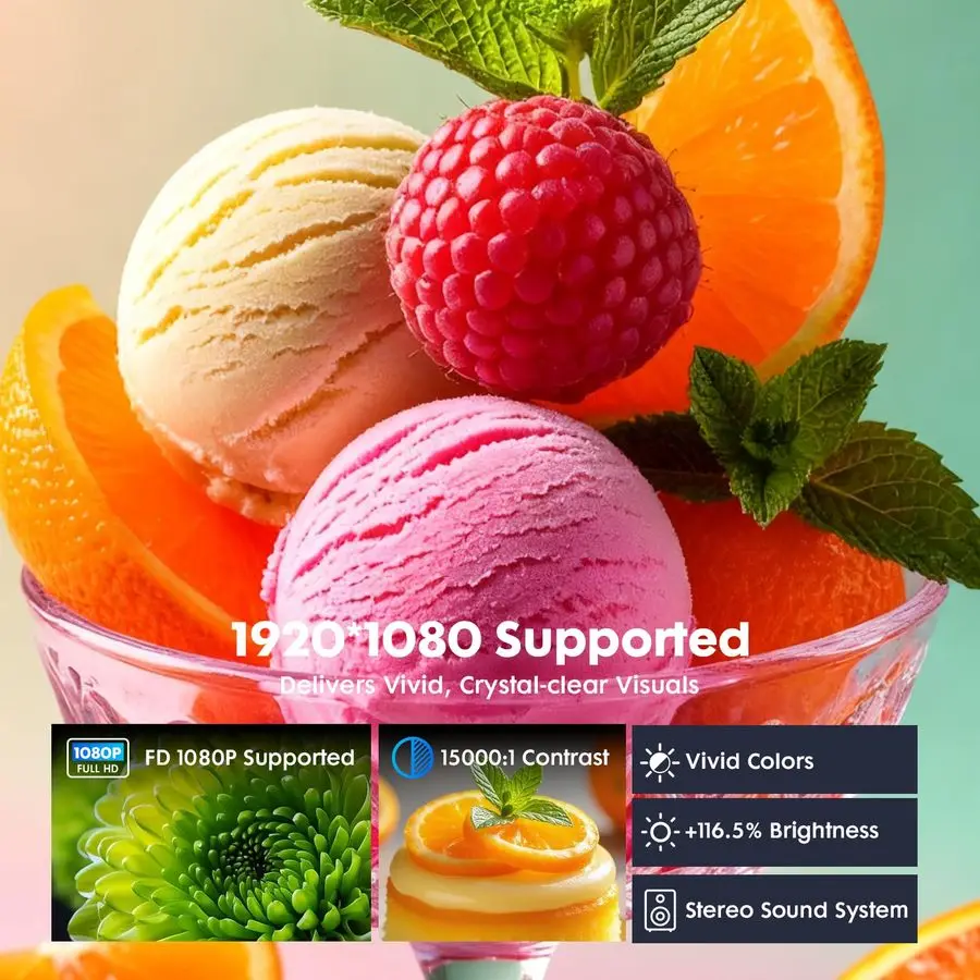 Apps Mini Projector with WiFi and Bluetooth amp Android 12, Electric Focus 1080P Mini Portable Projector, Compatible with HDMI S