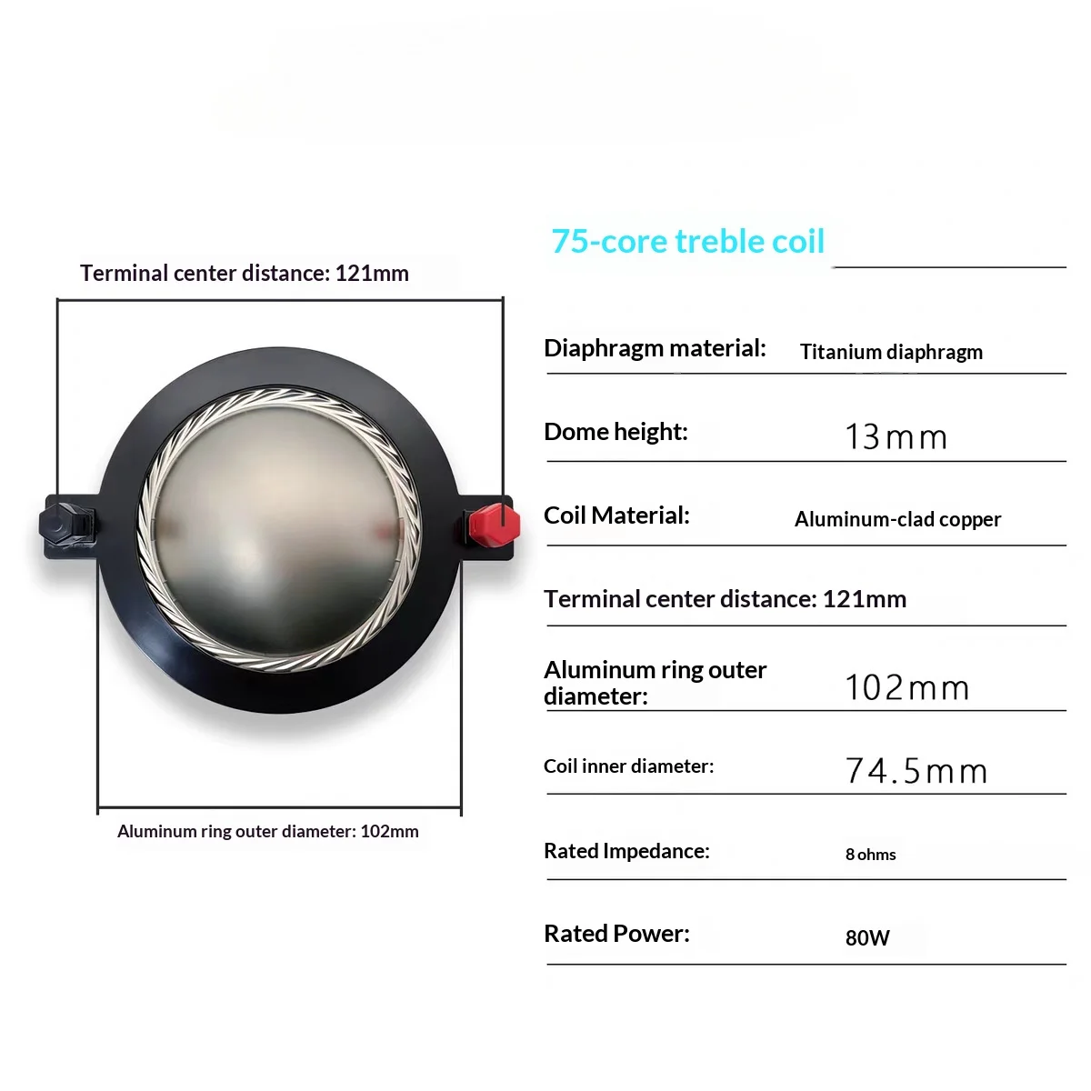 74.5-Core High-Frequency Voice Coil Imported Titanium Film Round Wire Flat Wire with Column Coil Accessories Speaker Rep