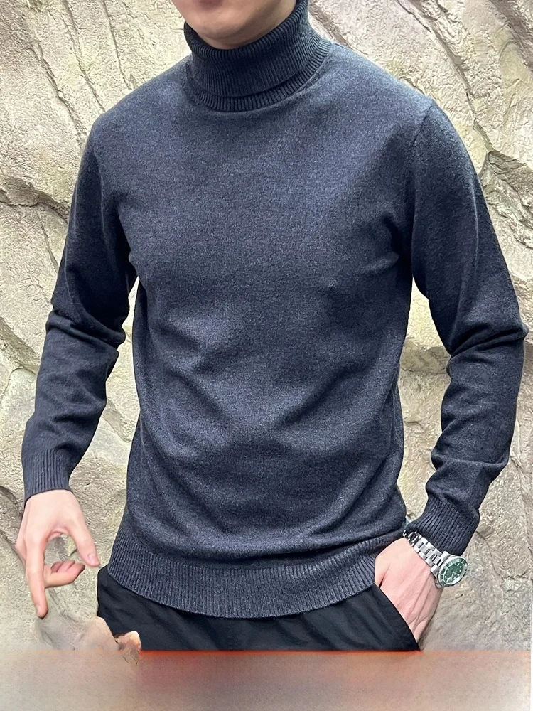 

Comfortable High Ne Men's Sweater Soft Warm Faionable All-Match Autumn Winter Casual Sle Pure Color Knitted Sweater