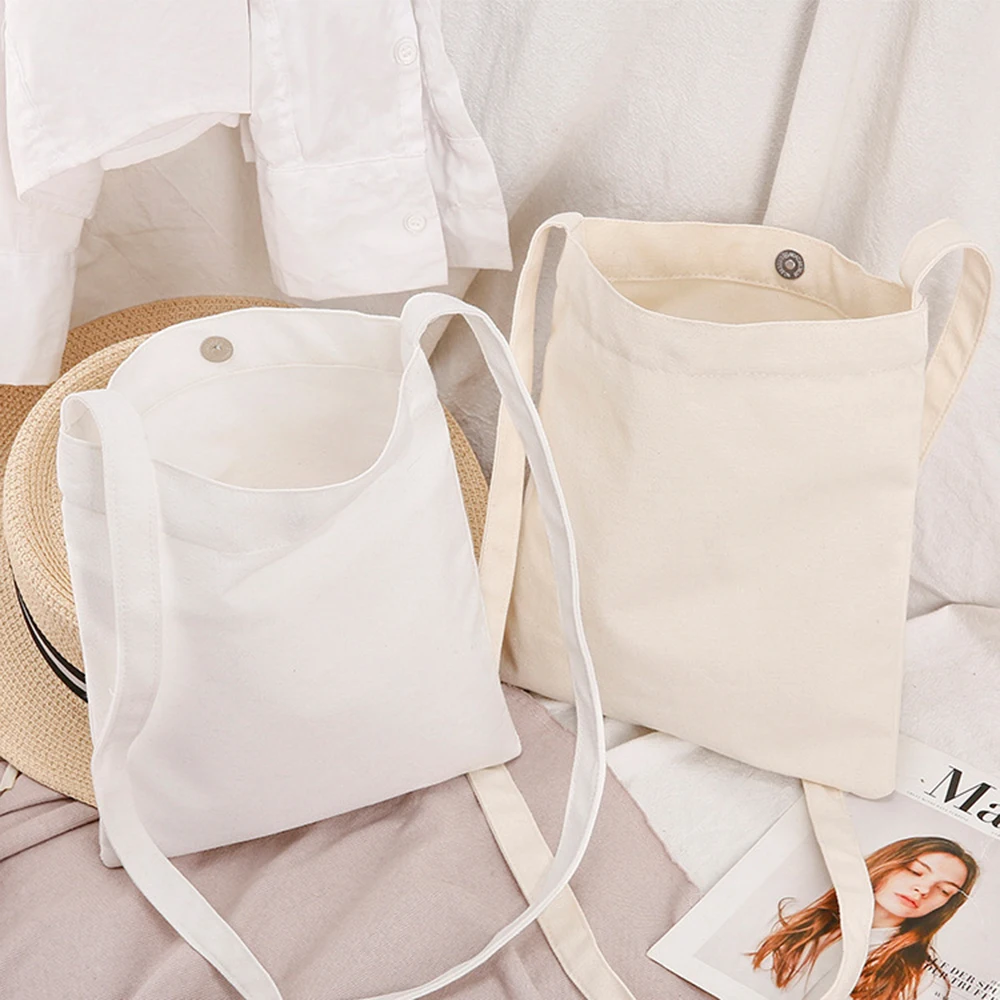 Cotton Canvas Bags Shopping Shoulder bag Eco-Friendly foldable grocery bags folding Tote Portable Handbags Pen Storage Bags