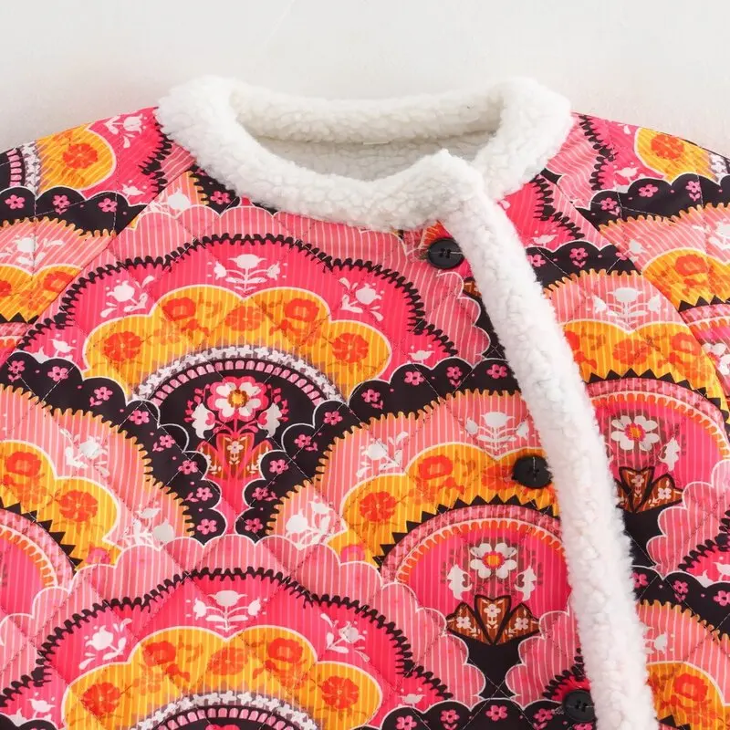 2024 Autunno delle nuove donne lungo Sve stampato cappotto di pelliccia di agnello pendolari design versatile casual allentato capispalla
