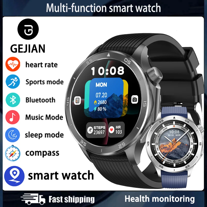

Мужские умные часы GEJIAN со встроенным компасом, голосовым помощником, 1,53-дюймовым TFT-экраном, мониторингом сердечного ритма, спортивные часы на открытом воздухе
