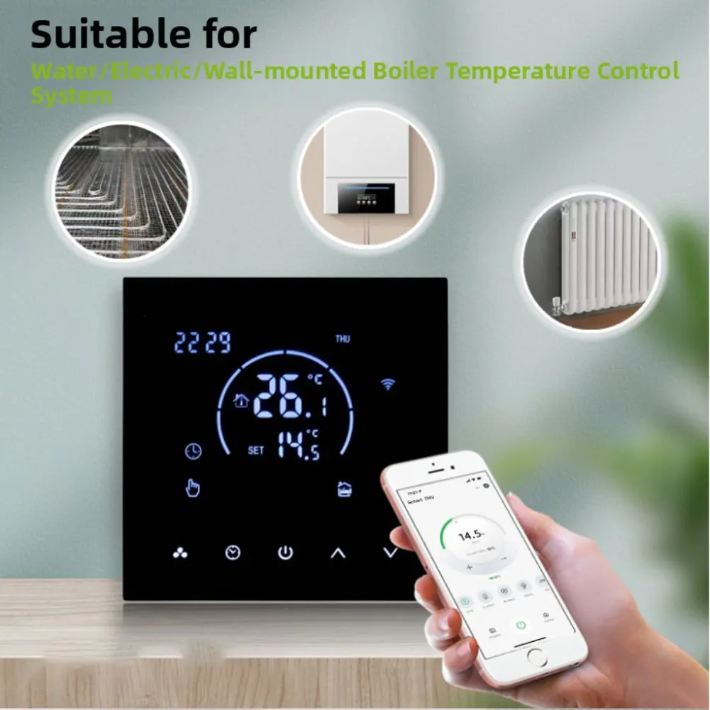 

Smart wifi thermostat for TUYA underfloor heating and plumbing with 7 day programming and voice assistant compatibility