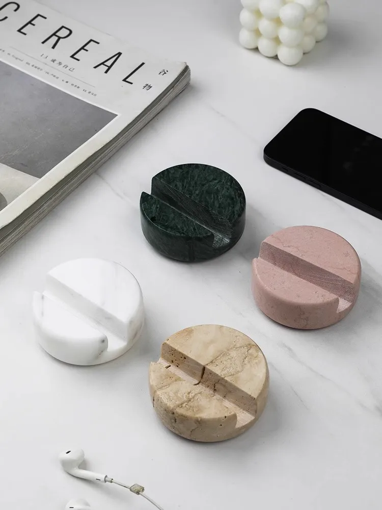 الرخام الطبيعي سطح المكتب حامل هاتف المحمول الشمال الحديثة نمط غرفة المعيشة ضوء Iuxury ديكور صغير الحلي اللوحي قوس #5