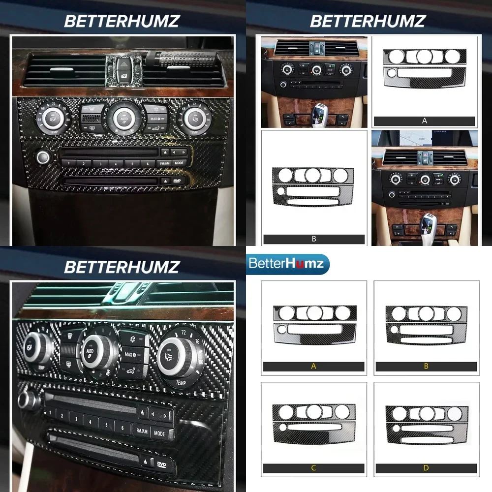 

Для BMW E60 5 серии 2004-2010: наклейки из карбона для центральной консоли, кондиционера и CD-плеера, тюнинг интерьера автомобиля