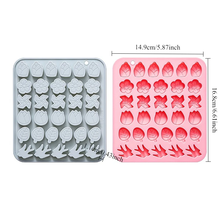 32 Cavity Spring Theme Silicone Mold Bamboo Shoots, Flowers, Leaves, Swallows Fondant Candy Chocolate Mould Cake Decoration