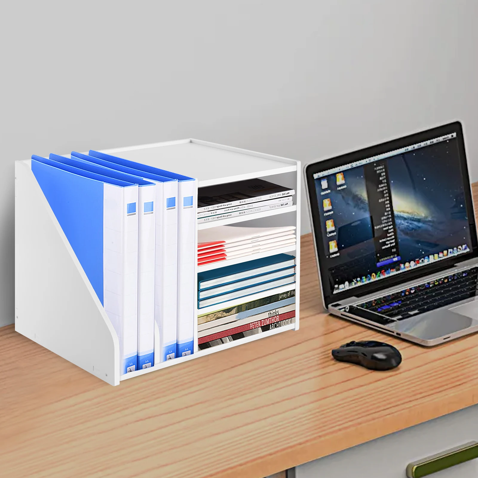 White PVC 39*31*30cm 4+2 Layer File Rack Thickened 9mm Storage Rack Detachable Laminate Desktop File Organizer