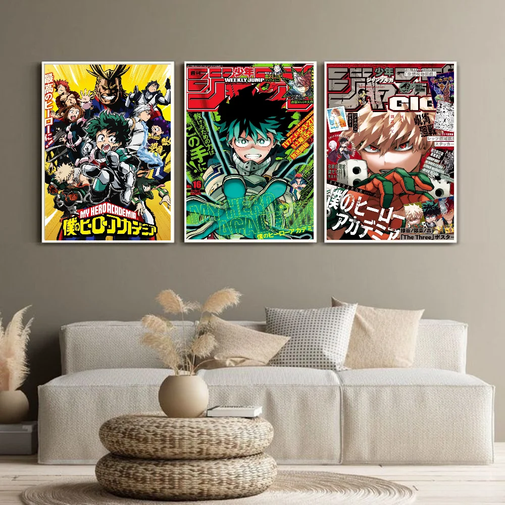 أنيمي Midoriya Izuku بطلي الأكاديمية ملصق رائع مقاوم للماء جدار الفن الفيلم الملصقات لغرفة المعيشة غرفة الرجعية ديكور هدية