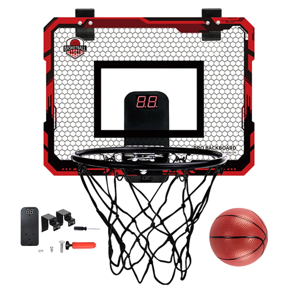 Mini panier de basket-ball pour enfants avec tableau d'affichage électronique, panneau arrière de sport de balle, accessoire d'exercice intérieur extérieur, jouets de jeu amusants