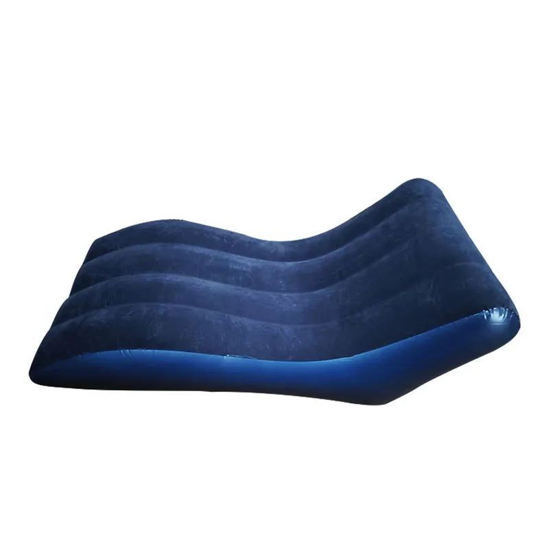 Inflatable Wave Lounge Chair Ergonomic S-Shaped Flocked Air Chaise Lounger for Indoor Outdoor Camping Beach Bedroom Relaxing image 3