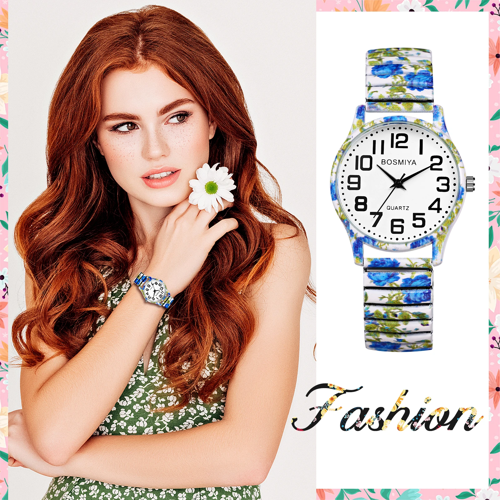 LANCARDO Men's and Women's Elastic Band Watch Quartz Watch Easy to Wear Arabic Numerals Scale Printing Decoration