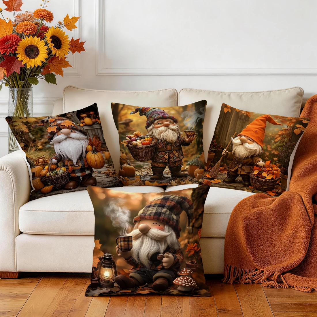 Autumn Dwarf Pillowcase Printed Polyester 40/45/50cm Throw Pillowcover Decorative Sofa Cushion Pillowslip Home Decor