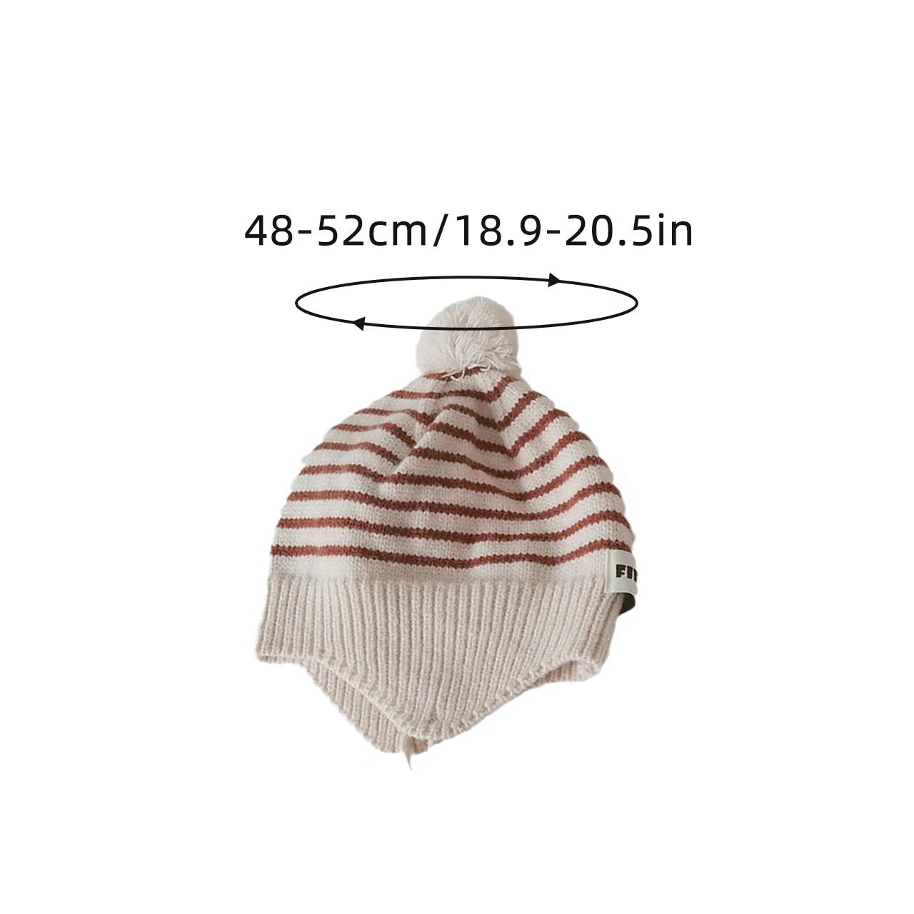 Mode Gestreiften Kinder Ohr Schutz Hut Einfarbig Woolen Stricken Hut 2-6Year Kinder Winter Warme Pullover Kappe Plüsch Ball mützen – Detail 1