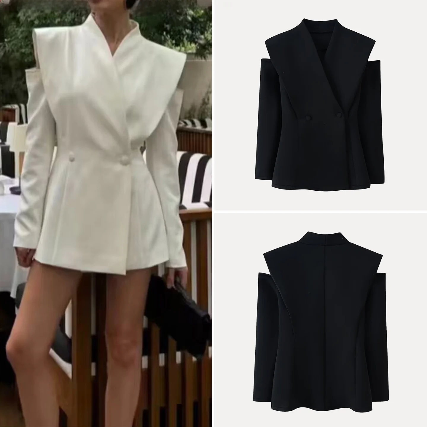 

Весна 2026: Женский приталенный пиджак с длинным рукавом для офиса и повседневной носки, двухцветный дизайн, бренд Z
