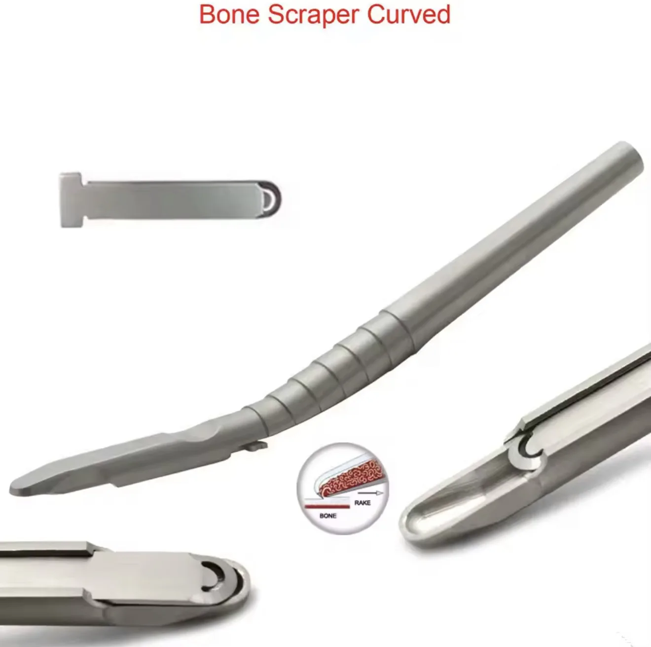 

DENILK 1 Pcs Dental Implant Bone Scraper Instrument Stainless Steel Tool Surgical Collector Straight and Curved for Choose