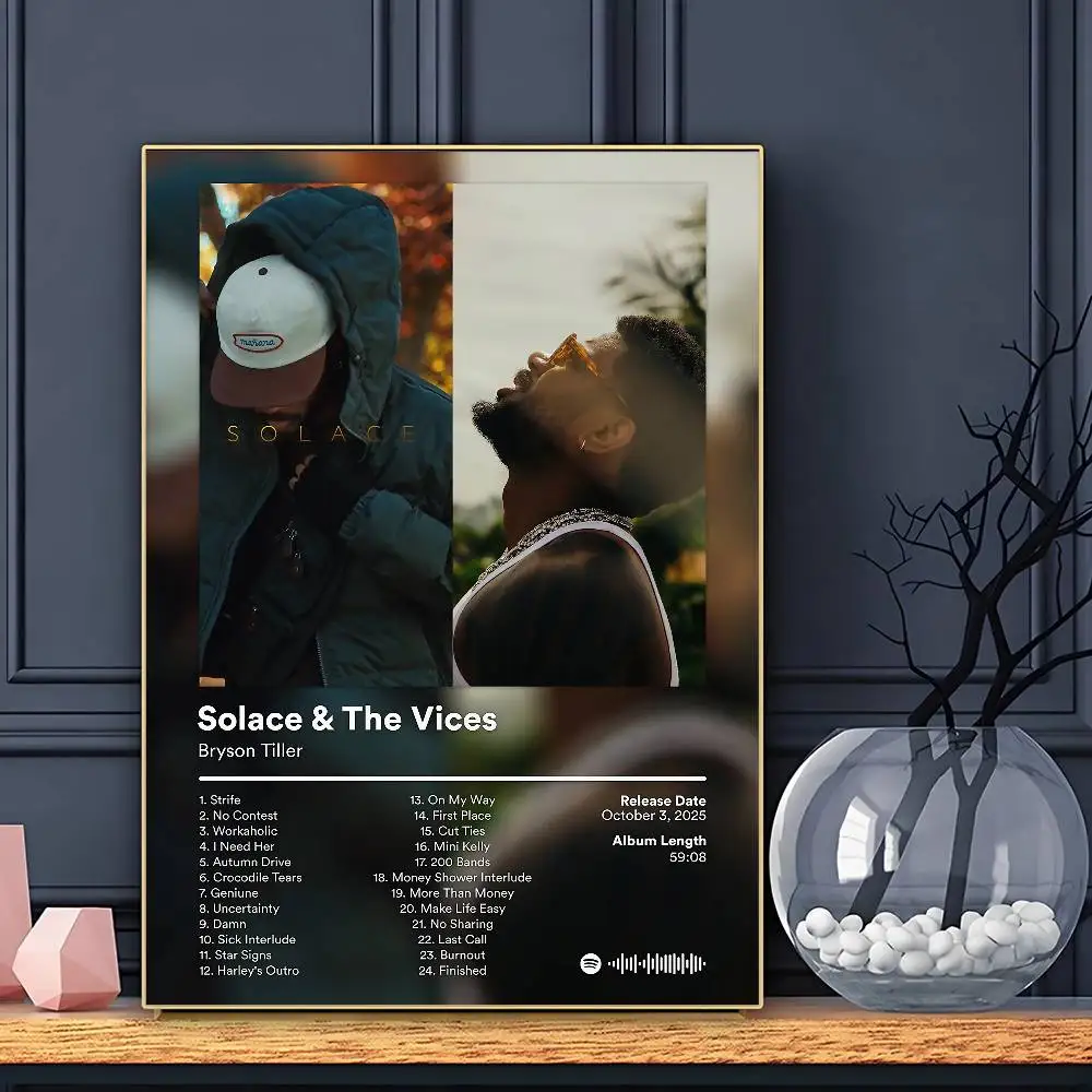 Singer Bryson Tiller Poster HD Art Sticky Wall Waterproof Home Living Room Bar Decoration