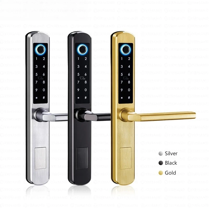 IP66 Gold Stainless steel Sliding Glass Smart Lock Ttlock App with Google home Aleax Fingerprint Electronic Digital Lock